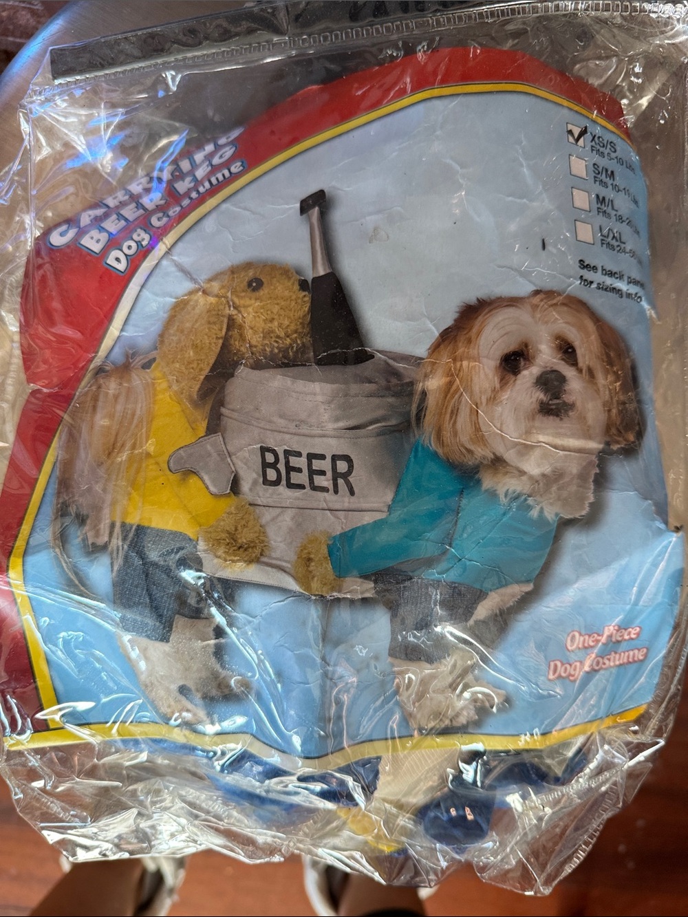 Beer Cooler One-Piece Dog Costume - Blue Halloween or Party NEW SUPER FUNNY